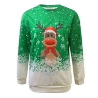 Twimheirt za žene s redom okrugli vrat gornji bluza pulover leusure božićni tiskani vrh labavi zimski džemper