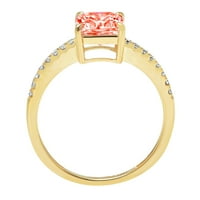 2,7-karatni Crveni imitirani dijamant Asssher 18-karatni žuti zlatni ugravirani vjenčani prsten veličine 8