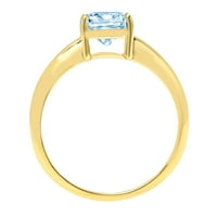 1,5 karatni prirodni Švicarski plavi topaz ugraviran u 14 karatno žuto zlato, vjenčani prsten za godišnjicu pasijansa