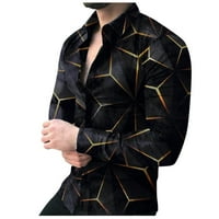 Synoidni muški kaputi i jakne- kontrastna tiskana košulja s tiskanom košuljom casual jakna crna xxxxl
