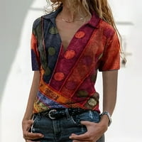 Ženske bluze kratkih rukava Ženske Ležerne široke majice s izrezom u obliku slova u i životinjskim printom bluza