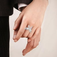 Frehsky prstenovi leptir prsten ženski retro modni cirkon otvoreni prsten zaživite prsten za prst