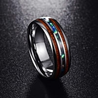 Modno unise drvena abalone školjka titanij čelični prsten valentinovo šarmantan nakit poklon odjeća accesscsias-whiteus