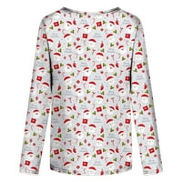 Viadha Sretna božićna majica za žene zimska moda Božićni print Okrugli vrat majica dugih rukava Top Bluza pulover