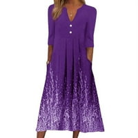 Ležerne ljetne haljine za žene, Maksi haljina s izrezom u obliku slova B i kratkim rukavima, Vintage print, labava