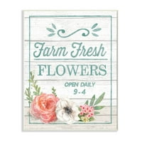 Stupell Industries Farma Svježe cvjetove Rustikalno drveno teksturirane riječi Dizajn riječi Bijela drvena ploča