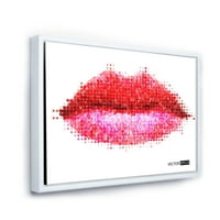 DesignArt 'Sažetak crvenih žena usana u pikselima' moderno uokvirena platna zidna umjetnička ispisa