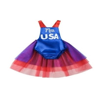 Jumpsuit-paket za djevojčice, Bez rukava sa širokim remenom i slovima, poklon za Dan neovisnosti