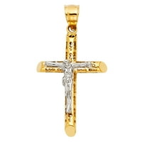 Privjesak Od dvobojnog čistog zlata od 14 karata s Isusovim raspećem i vjerskim križem s ogrlicom od lanca Bo-24