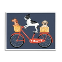 Stupell Industries Dog Bicycle Trio štenaca Košari za štene Crveni bicikl, 11, Dizajn Jo Taylor