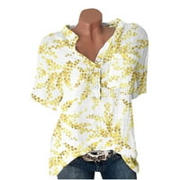 Ljetna Ženska majica kratkih rukava ležerni labavi vrhovi s izrezom i gumbima u obliku slova u, udobne bluze od