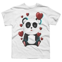 Majica srca pande za dječake u bijeloj boji za Valentinovo-dizajn Iz e-pošte