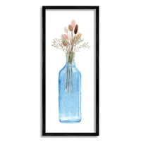 Stupell Industries jednostavne plave cvjetne vaze Botanički aranžman dizajna slike crna uokvirena umjetnička print